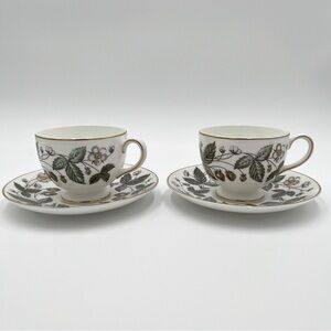 Set of 2 Wedgwood Strawberry Hill Cup & Saucer Bone China England